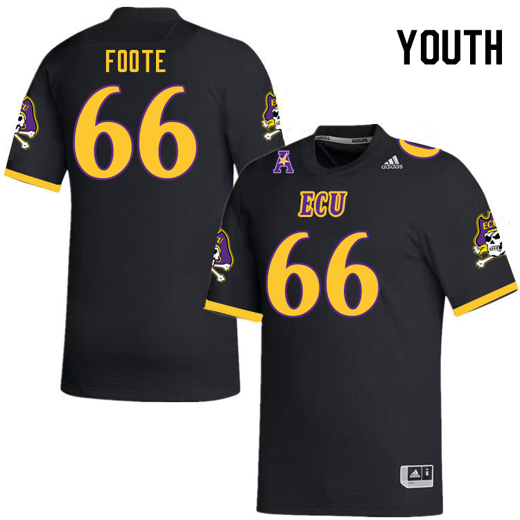 Youth #66 Isaiah Foote ECU Pirates 2023 College Football Jerseys Stitched-Black - Click Image to Close